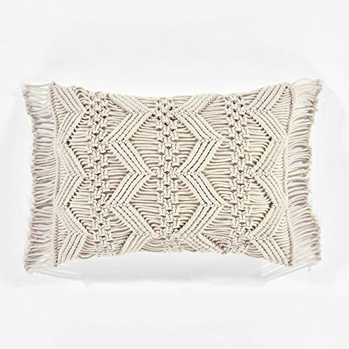 Lush Decor Studio Chevron Makramee Dekorativer Einzel-Kissenbezug, 33 x 50,8 cm, neutral