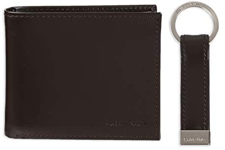 Calvin Klein Herren RFID Blocking Leder Bifold Wallet Brown Coin Pocket One Size