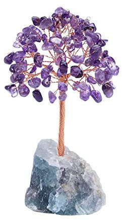 JSDDE Amethyst Crystal Healing Crystals Gemstones Feng Shui Natural Tumbled Stones Money Life Tree Figurines
