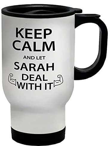 Shopagift Personalised Keep Calm and Let Name Deal with It Travel Mug Cup