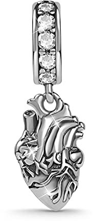 GNOCE Herz Anhänger Charm Sterling Silber Baumeln Charm kompatibel mit europäischen Armband und Halskette Für Frauen Mädchen Tochter