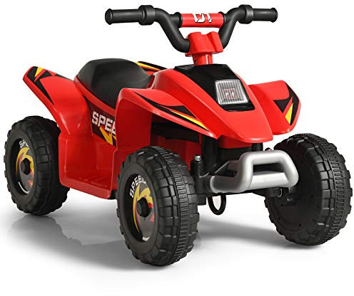 DREAMADE Quad Voiture Électrique pour Enfants, Mini Voiture Buggy Rechargeable avec Batterie 6V, Bouton Avant/Arrière, Poignée et Siège Ergonomiques, pour Enfant de Plus de 3 Ans (Rouge)