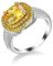 Banemi Ringe für Damen Versilbert, Zeigefinger Ring Damen Gelb Zirkonia Quadratische Form Damen Verlobungsring Größe 62 (19.7)