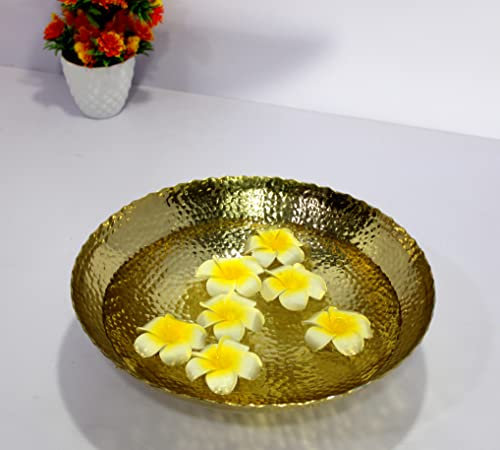 ESPLANADE - Ethnic Decorative Metal Urli Traditional Bowl - Fruits/Dry Fruits Bowl Showpiece for Dining/Drawing Room - Home Decor | 12.5 Inches Dia.-Medium