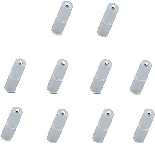 PULABO Batterie-Abstandshalter Wandelt AAA-Batterien in AA-Batterien um. Satz von 10 Adaptern mit Deckel auf der Minuspolseite Kostengünstig