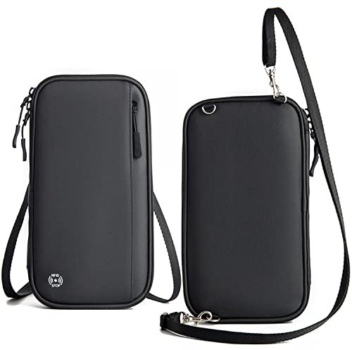 Reisepasshülle mit RFID-Blockierung, RUMANLE Reisepasshalter wasserdicht Reisepasstasche große Kapazität Reise-Dokumentenhalter für Reisepässe, Karten, Flugtickets – Schwarz