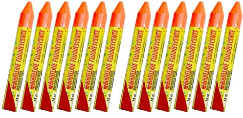Barra de Pintura Facial Infantil Halloween Carnaval - Maquillaje de Cara para Fiesta No Toxica Pack 12 Barras de Color Naranja Fluorecente