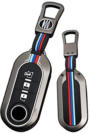 HIBEYO Klappschlüssel Autoschlüssel Hülle passt für FIAT Abdeckung Schutzhülle schlüsselhülle für FIAT Modellen Grande Punto Panda Bravo Stilo 500 für Lancia Y Delta Musa Schlüsselanhänger-B Schwarz