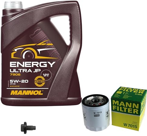 EISENFELS Inspektionspaket Wartungspaket Filterset mit 5 L Motoröl 5W-20, Ölfilter, Verschlussschraube