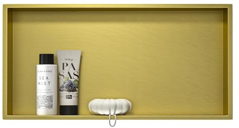 Bernkot Wandnische 304 Edelstahl 60 cm × 30 cm × 10 cm Duschnische Gold Keine Fliesen erforderlich Duschnische Einbaunische Dusche Übermontage