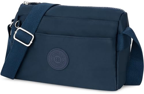 WACCET Kleine Umhängetasche Damen, Crossbody Bag Damen mit Verstellbarer Breitem Schultergurt Handtasche Umhängetasche Damen Leichte Freizeit Schultertasche Damen für Reisen, Arbeit (Dunkelblau)
