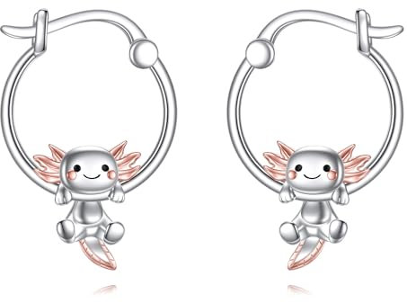 POPLYKE Axolotl Ohrringe Damen 925 Sterling Silber Axolotl Schmuck Axolotl Creolen Ohrringe Hypoallergen