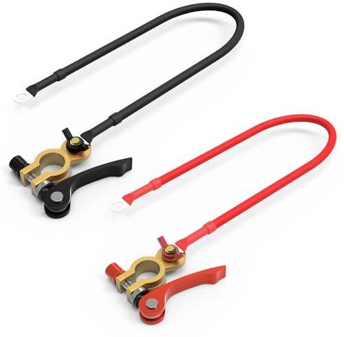 CHENGPI 2 Câbles de Batterie 25mm2 Câble de Batterie 1.5m,Cuivre Pur et Batterie Bornes de Batterie Connecteurs de Batterie pour Onduleur, Moto, Voiture, Bateau, énergie Solaire