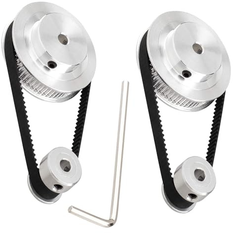 TUZUK 2-teiliges Set GT2-Synchronrad, 20 und 60 Zähne, 10 mm Bohrung, Aluminium-Zahnriemenscheibe mit 2 Stück Länge, 200 mm Breite, 6 mm Riemen (20-60T-10B-6)