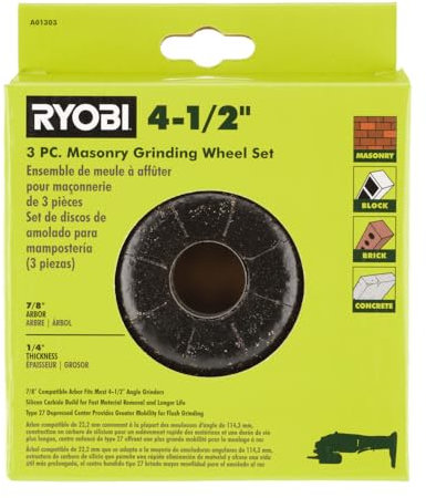 RYOBI Mauerwerk-Schleifscheiben-Set, 11,4 cm, 3 Stück