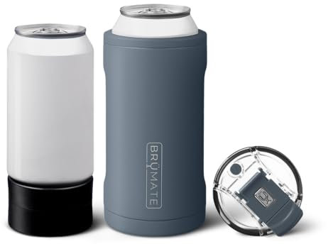 BrüMate Hopsulator Trio 3-in-1 Can Cooler for 10 oz Cans + 100% Leakproof Tumbler with Lid, Insulated Can Cooler for Beer, Soda and Energy Drinks (Midnight Blue)