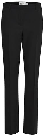 ICHI IHLEXI PA Damen Stoffhose Hose mit Eingrifftaschen Gürtelschlaufen Bügelfalten elastisch Regular fit, Größe:42, Farbe:Black (194008)