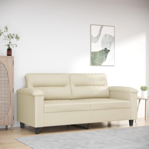 Rantry 2-Sitzer-Sofa, Creme, 140 cm, aus Kunstleder, Gartensofa, Schlafsofa, Wohnzimmer, Couch, Sofas für den Außenbereich, für Wohnzimmer, Terrasse, Außenbereich