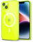 Svanove for iPhone 14 Plus Case Clear Compatible with Magsafe, Transparent Magnetic Magnet Mag Case, Cute Slim Thin Silicone Grip & Shockproof Camera Cover Drop Protection Bumper,Neon Green Lime