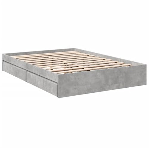 vidaXL Bettgestell, Bett mit Schubladen für Schlafzimmer, Bettrahmen mit Lattenrost, Schlafzimmerbett Doppelbett, Betongrau 120x200cm Holzwerkstoff