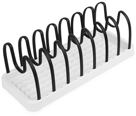 QJKEJI Organizador de Sartenes, Organizador Cocina, Organizador Sartenes y Ollas Cajon, Separador Sartenes, Soporte Sartenes de Cocina para Almacenar Tapas de Ollas, Plato, Sartenes, Tapaderas