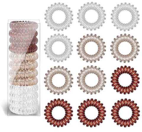 AWAVM 15Pcs Spiral Hair Ties, MultiColor Hair Elastic Bands, Waterproof Hair Ties, Plastic Spiral Hair Bands, Phone Cord Hair Ties