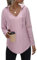 Nadeer Kapuzenpullover Damen Hoodie V Ausschnitt Sweatshirt Longshirt Pullover mit Taschen Einfarbig Waffel Oberteile für Herbst(Rosarot,L)