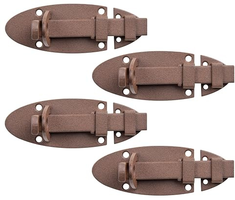 Alberts 821937 DURAVIS® Schlossriegel | mit flachem Griff | rostbraun duplexbeschichtet | Platte 90 x 44 mm | 4er Set