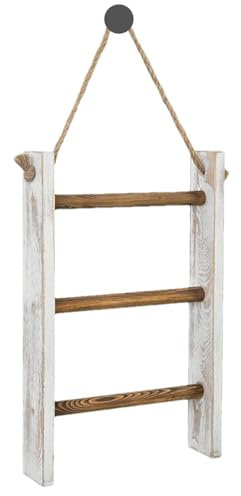 Blanket Holder - 3 Tier Towel Rack, Decorative Slanted Ladder Shelf | Versatile Wooden Rack, Towel Organizer for Bathroom, Towel Rack and So