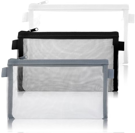 3 Stück Durchsichtige Tasche Stifte Transparente Federmäppchen Nylon wasserdichte Kunststoff PVC-Federmäppchen mit Reißverschluss Transparentes Mäppchen, Kunststoff Datei Taschen für Bürobedarf