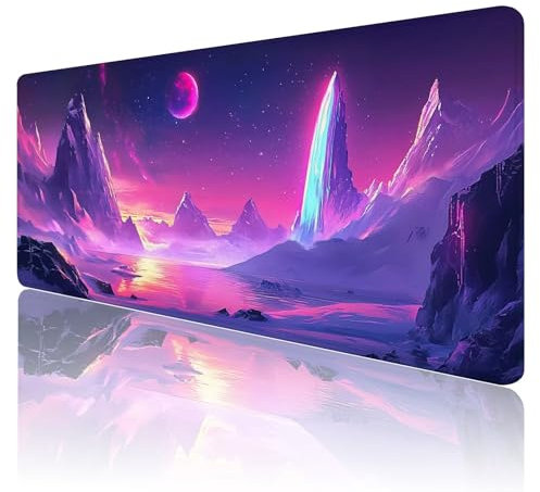 Tappetino Mouse Viola XXl 600 x 300 x 3mm Tappetino per Mouse Da Gaming Mousepad paesaggio Grande Mouse Pad, Cuciture Sui Bordi, Scrivania Con Base In Gomma Antiscivolo per Pc, Laptop, Gaming R367