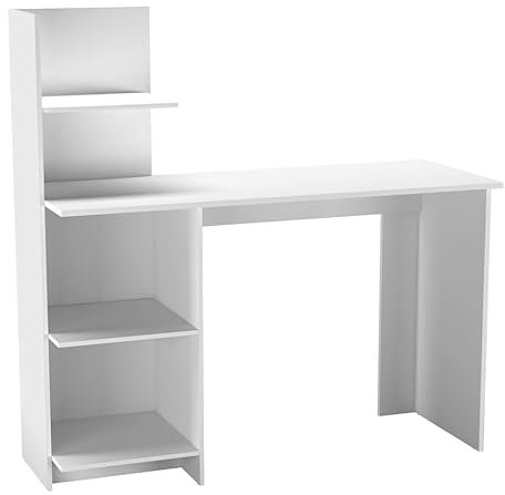 URBNLIVING Computer Desk Workstation with 4 Tier Shelves - Modern Home Office Study Writing Table, Compact & Durable, Storage Organizer