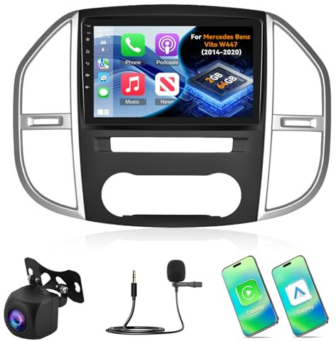 2G+64G Android 13 Radio de Coche para Mercedes Benz Vito W447 2014-2020 con Carplay Inalámbrico y Android Auto, Radio Pantalla 10 Pulgadas 2 DIN con GPS/WiFi/Bluetooth/EQ/Radio FM RDS