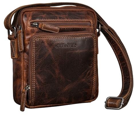 STILORD Winston Stylishe Umhängetasche Herren Klein Leder Männer Tasche zum Umhängen für Reisen & Alltag - Kleine Messenger Bag Echtleder für Tablet 9,7 Zoll Farbe:luino - braun