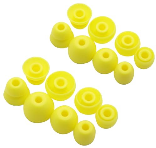 Miayaya Silicone Tips Replacement Earbuds Tips for Powerbeats Pro, Beats X, Beats Flex, Urbeats, BeatsTour Wireless Earphone Ear Tips Fit in The Charging Case Ear Covers, S/M/L, 8airs, Yellow