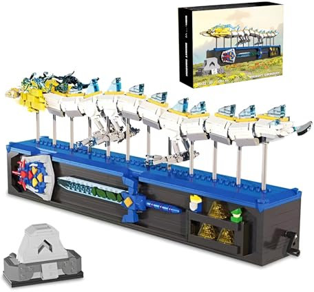 SymGrpu Heller Drache Bausteine Bausatz, Basis mit Abnehmbarem Schwert und Schild, Drachen Modell Klemmbausteine Spielzeug für Erwachsene Kinder ab 14 Jahren