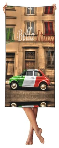 Schönes Duschtuch mit Italien-Aufdruck, übergroß, für Erwachsene, schnell trocknend, leicht, für Reisen, Pool