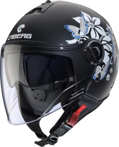 Casco Caberg Riviera V4 X ECE22.06 Mia B9 Nero opaco/Bianco/Grigio/Azzurro taglia M (57-58cm)