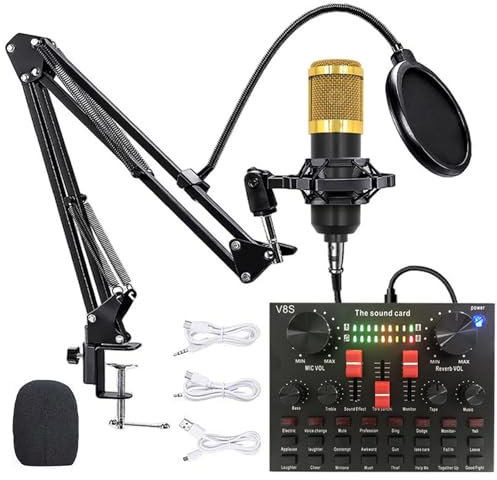 Live-Soundkarte V8S mit 16 DJ- und Live-Effekten, 8 Moden, USB-Karaoke, Stereo-Mixer für Streaming