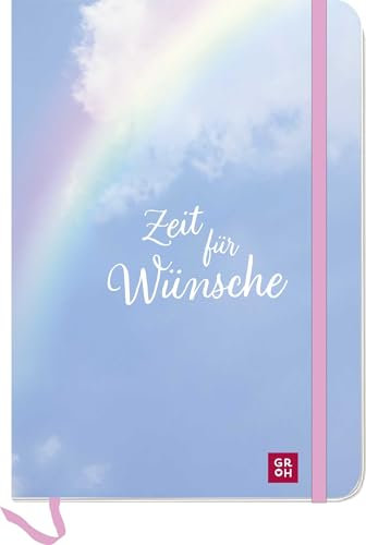 Notizbuch Zeit für Wünsche Regenbogen: Softcover-Blankbook im DIN A5-Format mit 96 Seiten und Punkteraster | Einstecktasche, Gummiband, Lesebändchen, runde Ecken