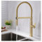Küchenküche Wasserhaare Messing Ziehen Sprühdüsen Mischbatterie Single Griff Heiße Kälte rotierende gebürstete Gold/Schwarz Wasserkran Wasserhahn,Korrosionsbeständig(Brushed gold)