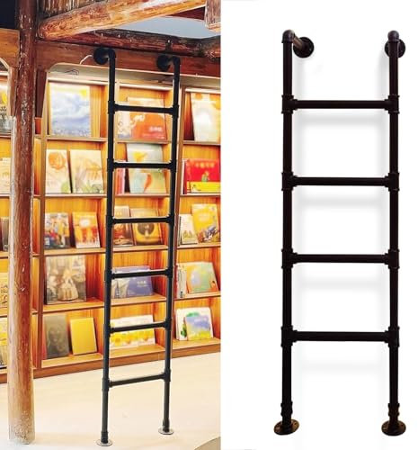 AEGCAOJH Scala di Emergenza per Finestra da seminterrato Nera, Scala in Ferro battuto da Parete per Letto a Castello, Scale a pioli in Metallo per soppalco, Scale di Arrampicata per Interni