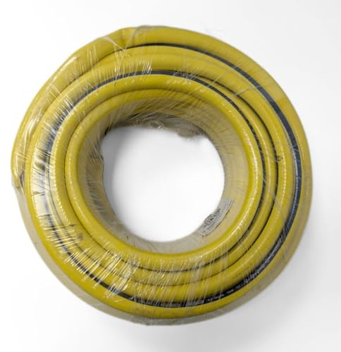 Manguera de Jardín Amarilla y Negra en PVC Resistente y Flexible – Disponible en 20m, 30m y 50m – Tubo de Riego Duradero de 1/2” para Uso Exterior y Doméstico (20 METROS)