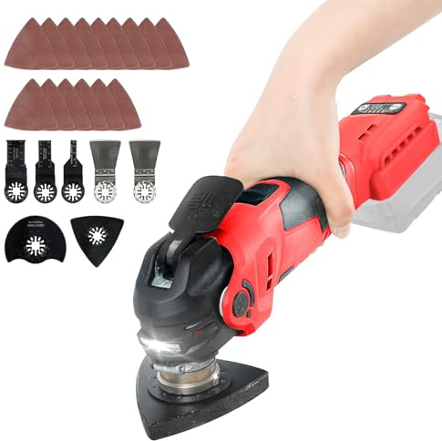 Akku Multifunktionswerkzeug für Milwaukee 18V, Oszillationswerkzeug Akku Bürstenlos Motor Multitool 4° Oszillationswinkel, 5 Variable Geschwindigkeit zum Entfernen Schaben Schneiden (ohne Akku)