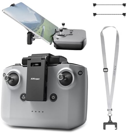 FPVtosky Supporto per tablet senza smontaggio per DJI Lito 1/ X1/ Mini 5/4/3 Pro/Mini 4K/2 SE/Neo/Air 3 / Flip, supporto pieghevole per iPad da 18-30 cm, include laccetto e 2 cavi per DJI RC-N1/N2/N3