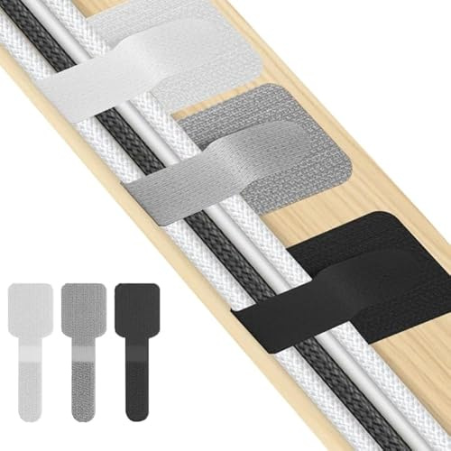 90 Stück Klett Kabelbinder Selbstklebend Wiederverwendbare Verstellbare | Kabelmanagement Schreibtisch Kit Kabelclips Ultra-Haftung Kabelorganizer für Büro Zuhause Elektronik