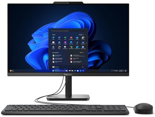 Lenovo AIO 24 pollici FHD All-in-One Desktop Computer per Home Office, Processore Intel 4-Core, 8GB DDR4 RAM, 512GB PCIe SSD, WiFi 6, Bluetooth 5.2, HDMI, Nero, Windows 11 Home