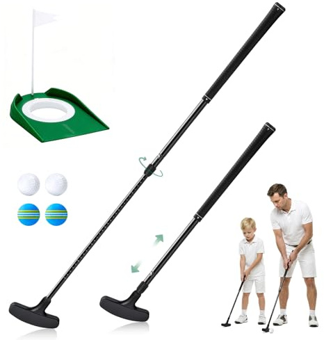 Adjustable Golf Putter for Men and Women with 4 Golf Balls & Cup with Flag Two-Way Kids Putter Mini Golf Putter for Right & Left Handed Golf Putter Suitable for Children, Teenagers and Adults