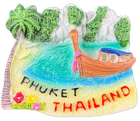 Phuket Thailand Fridge Magnet Travel Souvenir Resin Tropical Long Tail Boat Style Home Decoration Classic Landmark Craft