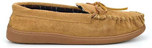 Mokkers Mens Real Leather Suede Moccasin Slippers with Rubber Sole Sand